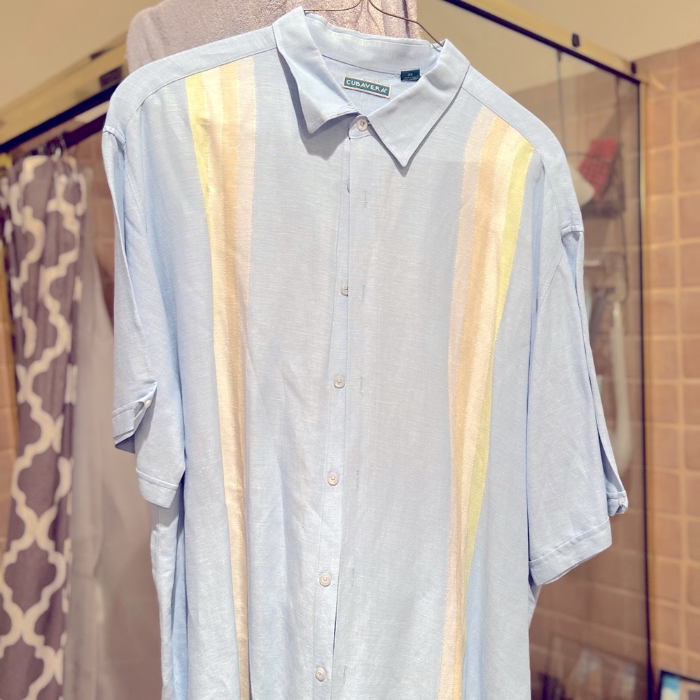 3x retro linen blend cubavera shirt sleeve nice condition